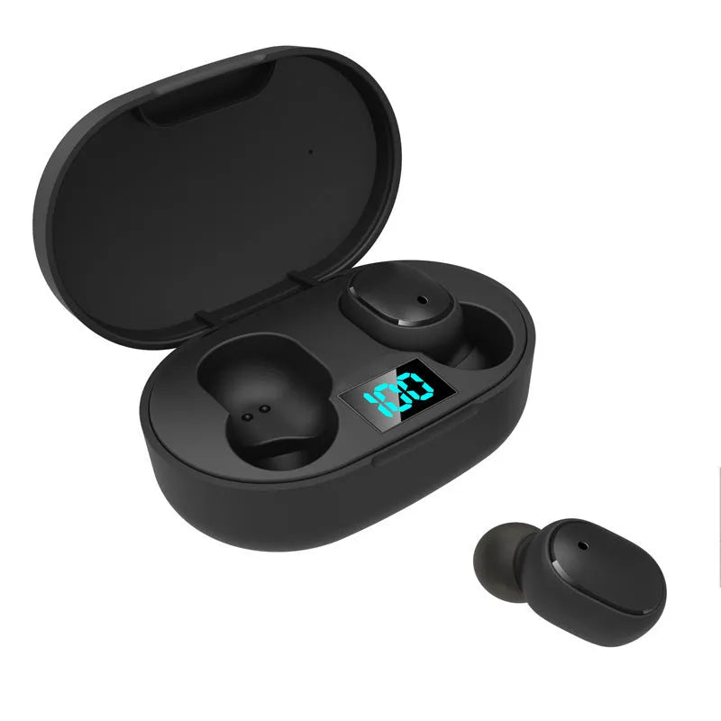 A6S mini wireless Bluetooth in-ear sports earbuds in matte black finish with charging case