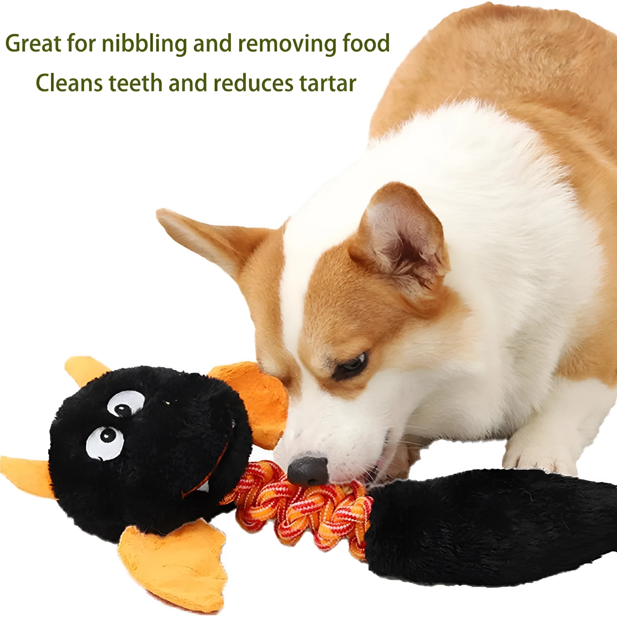 Large green plush dog toy with cartoon shape, shown next to a red version, on a white background.