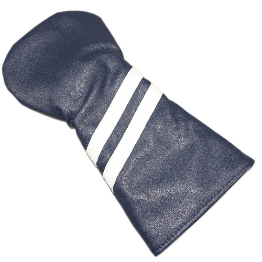 Oblique stripe golf club head cover in three sizes with six colour options including blue, black, red, white, green, and navy blue