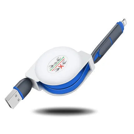 3 in 1 telescopic charging cable extended to 120 cm length with TPE wire and titanium connectors