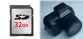 Black Y3000 HD outdoor sports camera with small display screen, shown with a memory card.