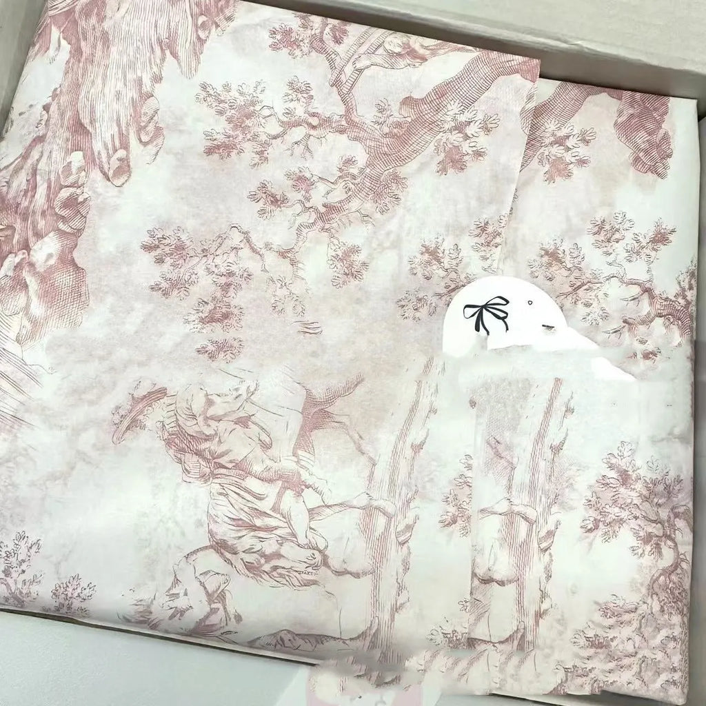 Large sheet of pink purple French Mg retro tissue paper for gift wrap and crafts.