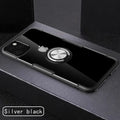 Black PU back cover case for iPhone 11 Pro Max on a dark background