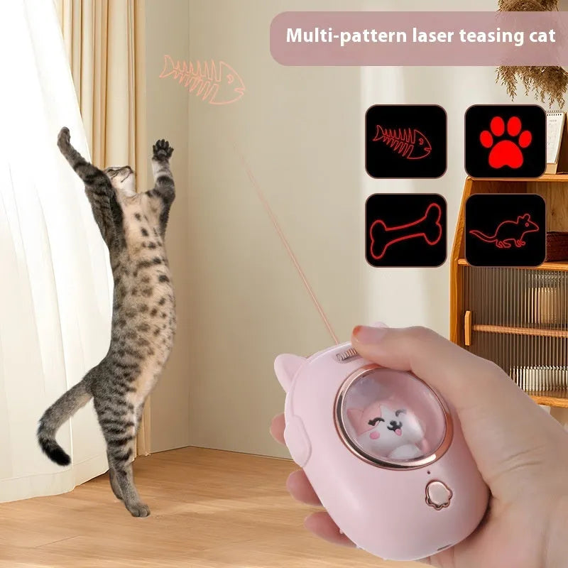 Pink and yellow ABS plastic pet comb with integrated laser pointer for cats and dogs.