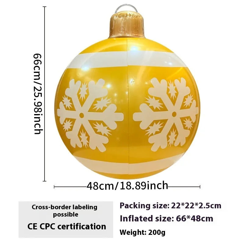 Inflatable Christmas decoration ball with flash lighting in garden setting