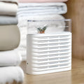 White recyclable cabinet dehumidification box with transparent top showing colour-change beads