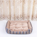 Cloth pet bed with foam mattress in coffee star colour, 45cm diameter size for small dogs and cats