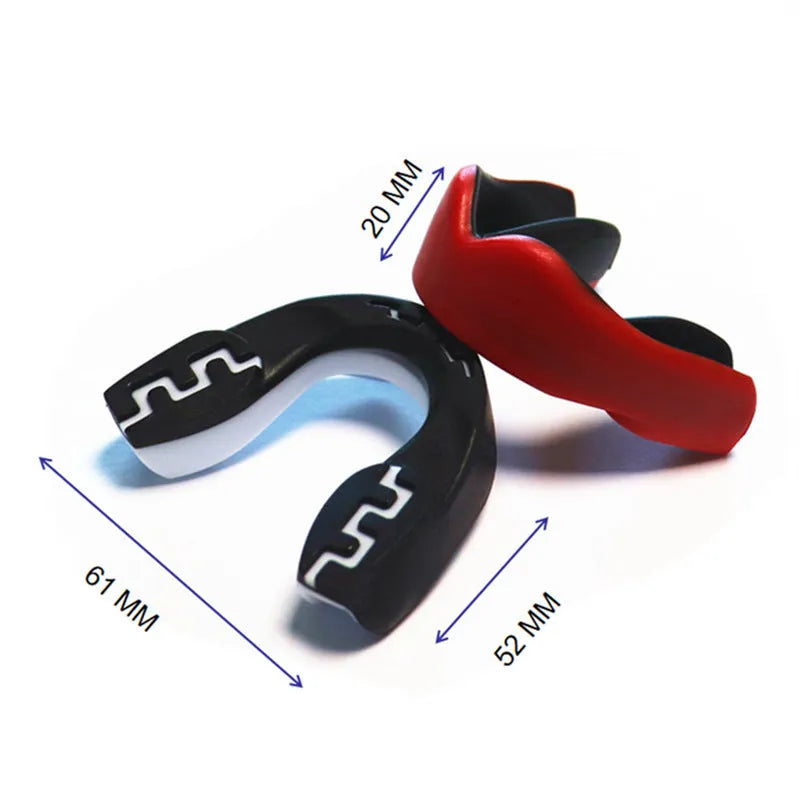 Adult boxing mouthguard with tooth socket design and printed teeth pattern in three colour options