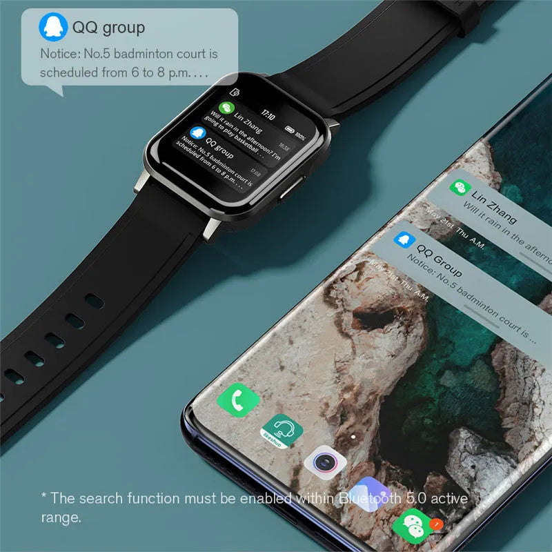 Black waterproof smart bracelet with a 1.4-inch screen on a silicone strap.