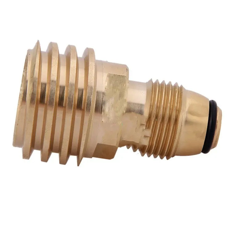 Gold-coloured brass gas brazing copper adapter with tapered thread.