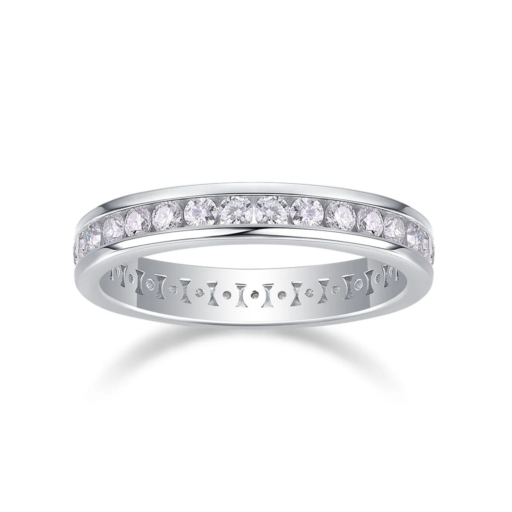 Moissanite star ring with S925 silver platinum-plated band, under 0.1 carat, size 6, showing star-cut stone in gift box