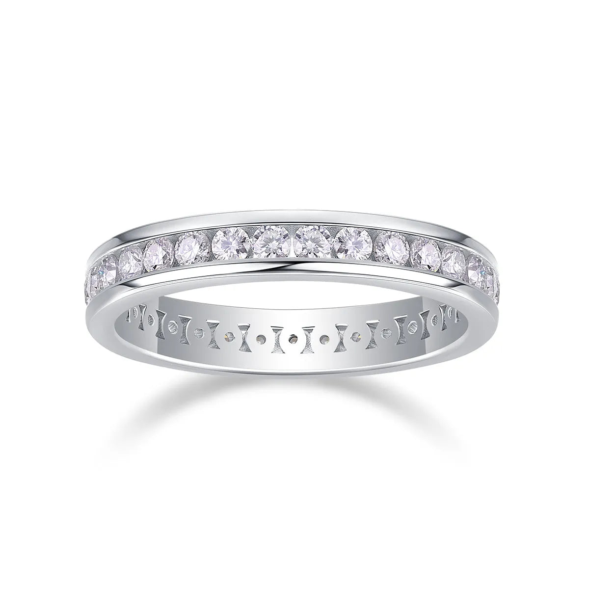 Moissanite star ring with S925 silver platinum-plated band, under 0.1 carat, size 6, showing star-cut stone in gift box