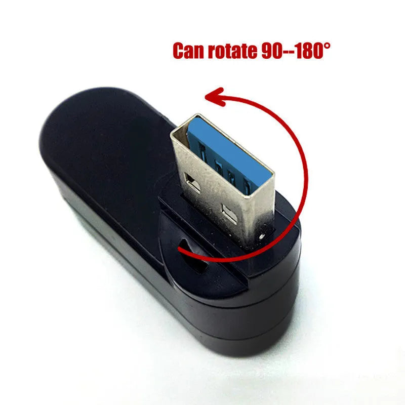 Black or white USB rotary splitter hub with four USB 3.0 ports for device expansion