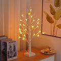 60cm tall plastic mushroom tree lamp with 24 white LED flowers on a warm white lit stand