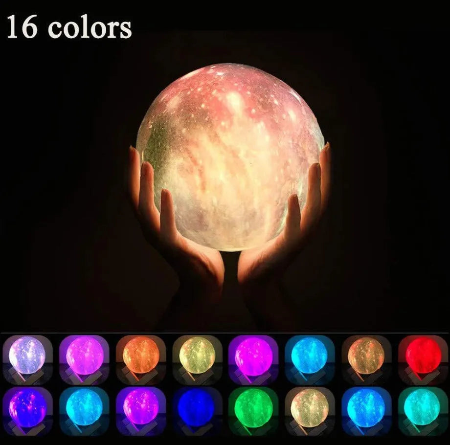 3D printed lunar light sphere with LED illumination in multiple colour modes