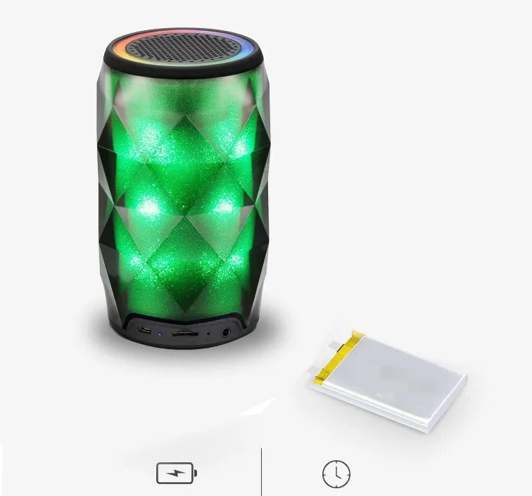 Black crystal diamond cut Coke can Bluetooth speaker lantern with colourful lighting effects and touch controls