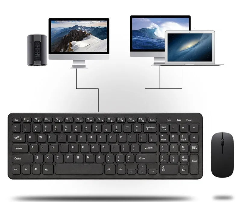 Wireless keyboard and mouse set in choice of colours with 96-key keyboard and adjustable DPI mouse