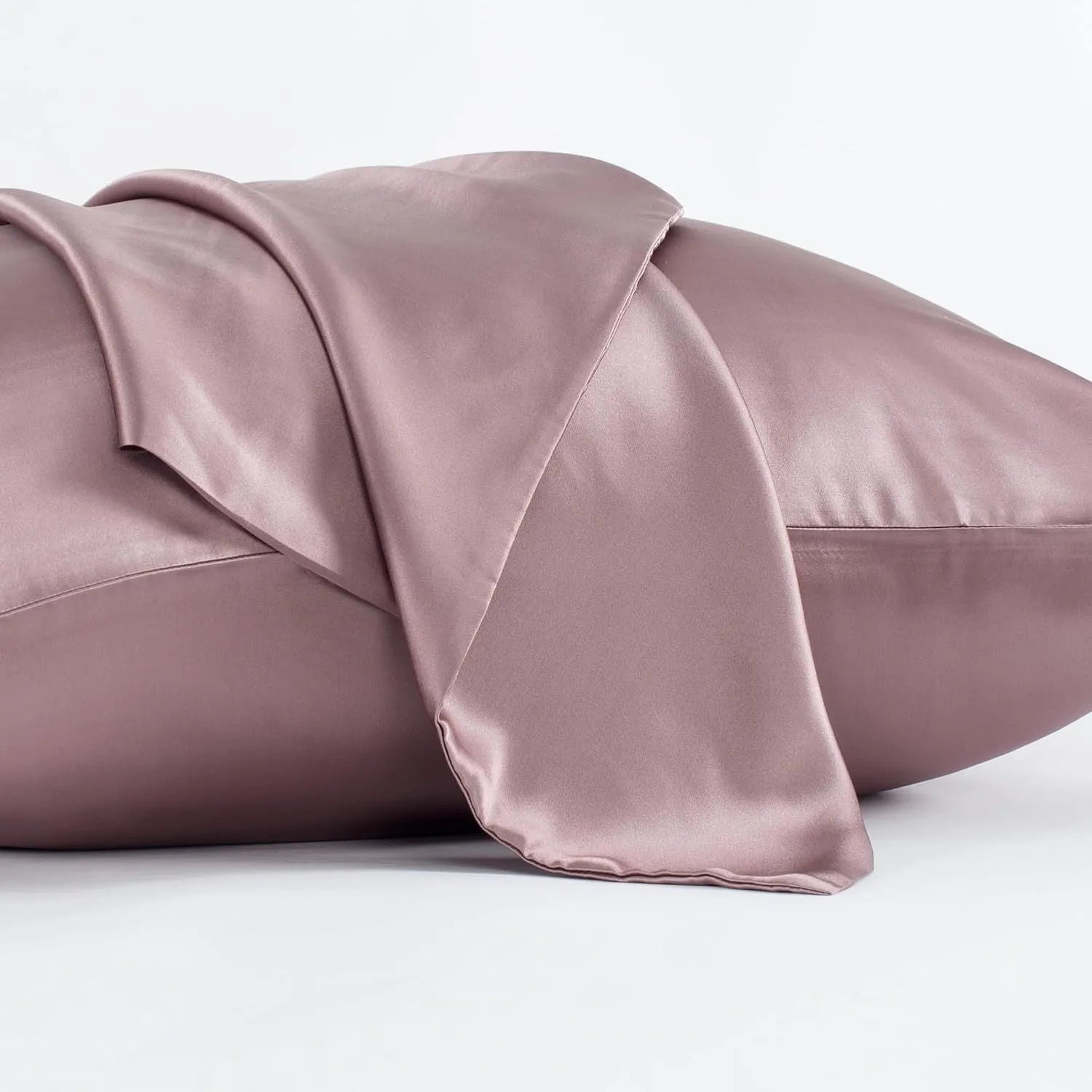 Dark grey 19 momme mulberry silk pillowcase with envelope closure, shown in modern simplicity style.