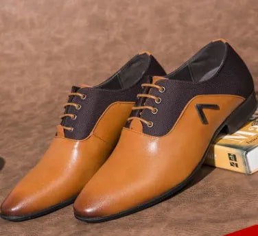 Men's black Oxford shoes with low-cut PU leather upper and rubber sole