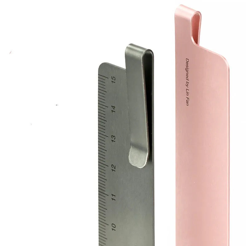 15cm black grey aluminium alloy bookmark ruler with laser-engraved retro design scale markings