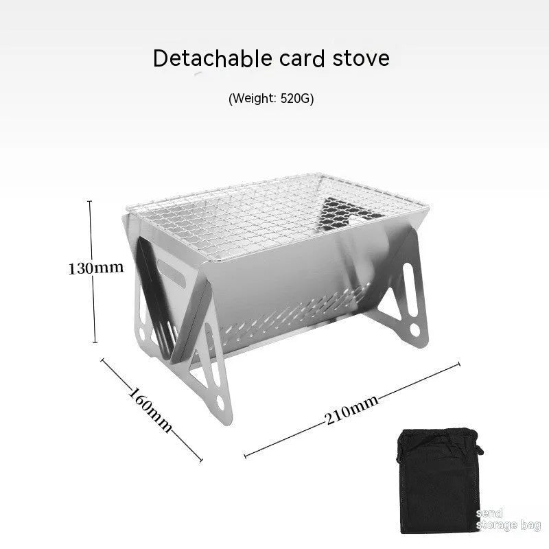 Stainless steel folding barbecue oven with large grill for outdoor cooking