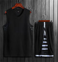 Black and white unisex sports vest and pants set for basketball training and fitness