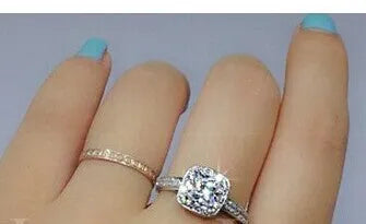 Real diamond ring in 925 silver Korean edition design on white background