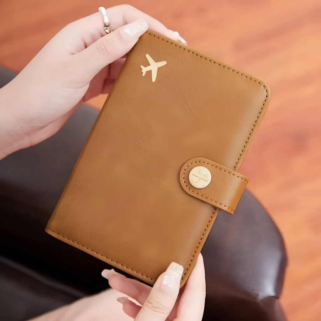 PU passport holder document wallet in multiple colours with sewn detailing and anti-theft function