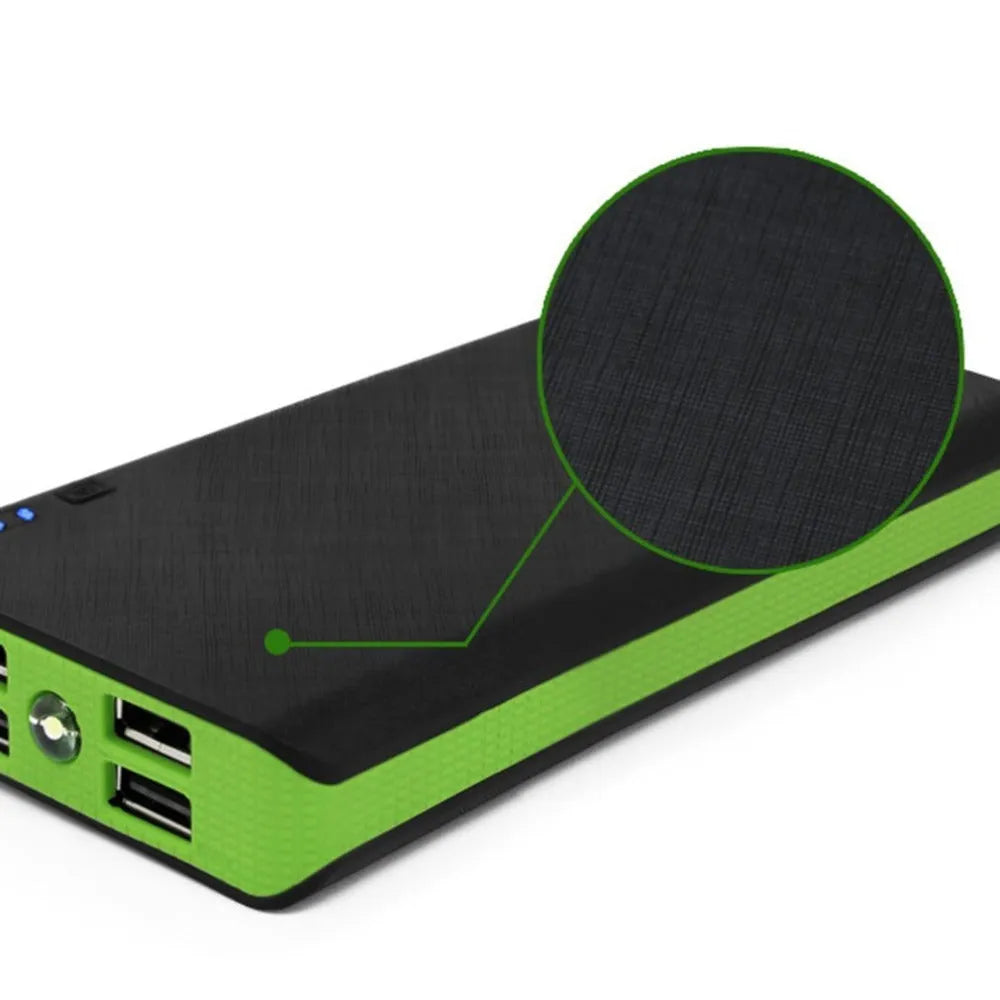 20000mAh portable power bank in five colour options showing compact dimensions