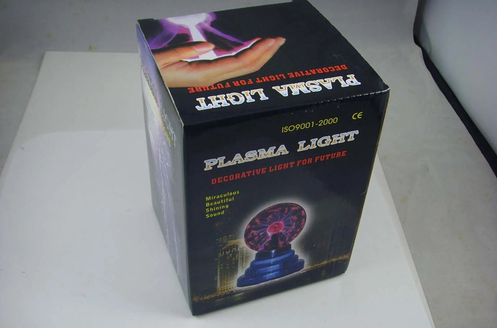 Colourful anti-radiation magic ball light with glass sphere on ABS base, USB cable