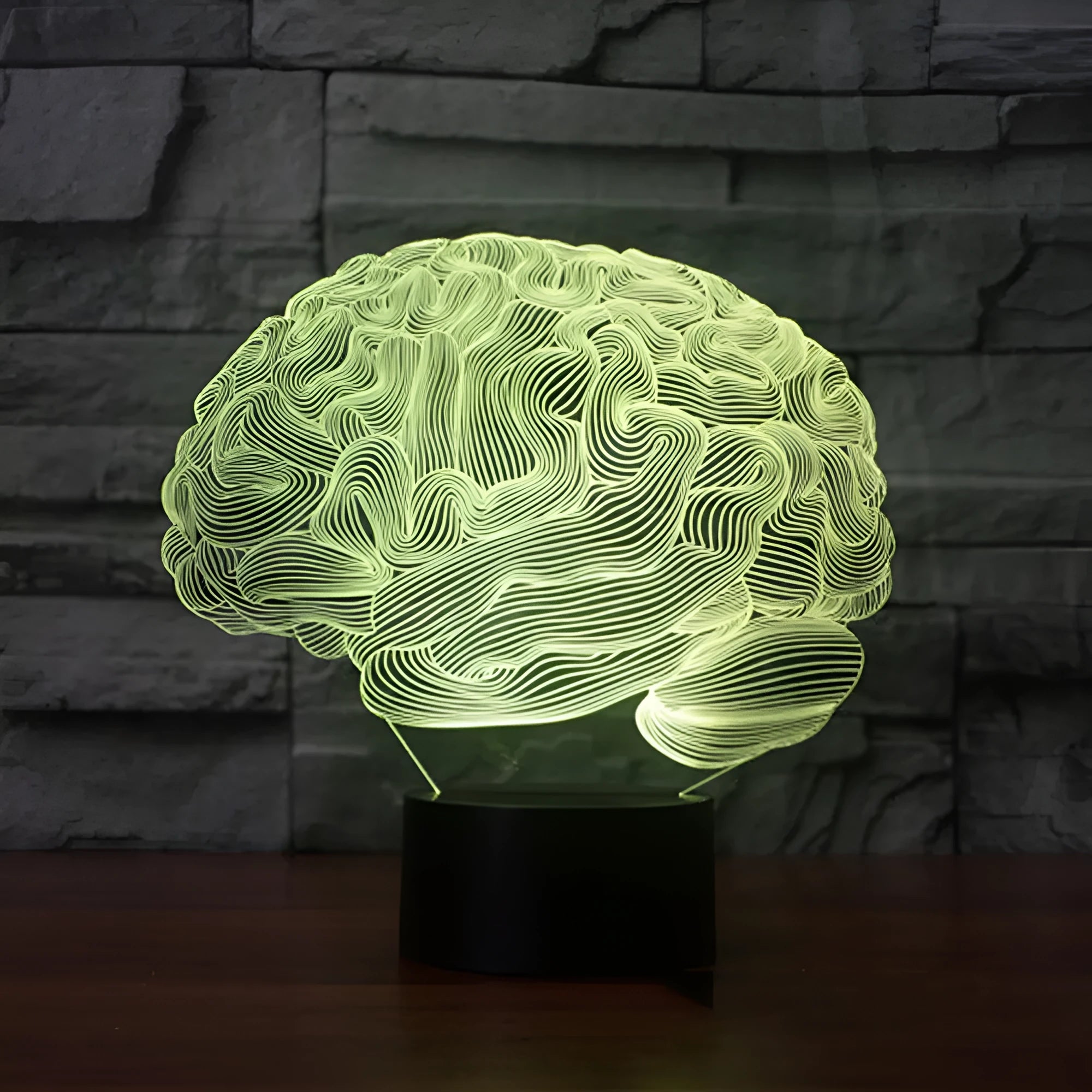 3D acrylic illusion desk lamp with colourful LED lighting on wooden surface