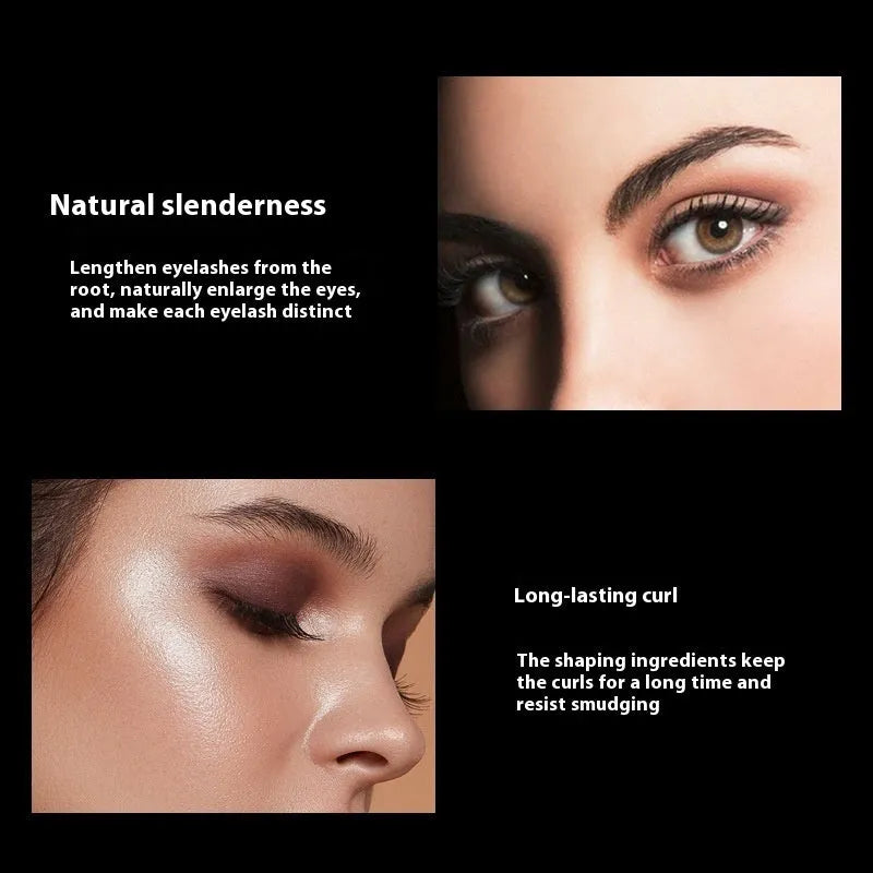 Black waterproof mascara for long thick curling lashes with smudge-resistant formula.