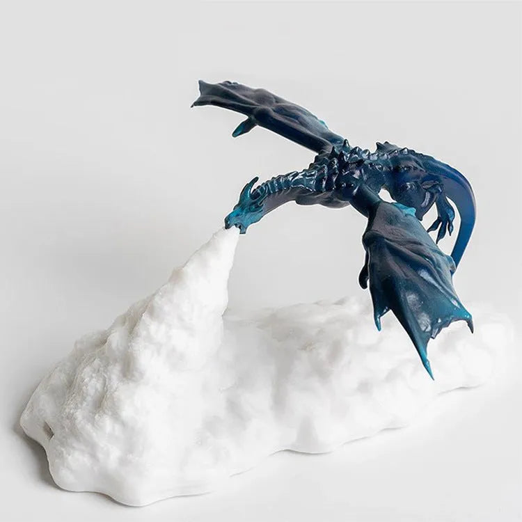 3D printed red dragon night light with glowing effect on a dark surface