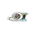 Reflective car sticker with cartoon snail design measuring 12x8cm