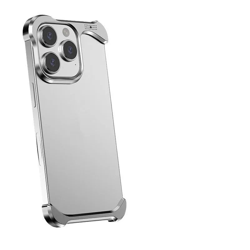 Special-shaped aromatherapy aluminium alloy hollow phone case in black for iPhone 14 Pro Max