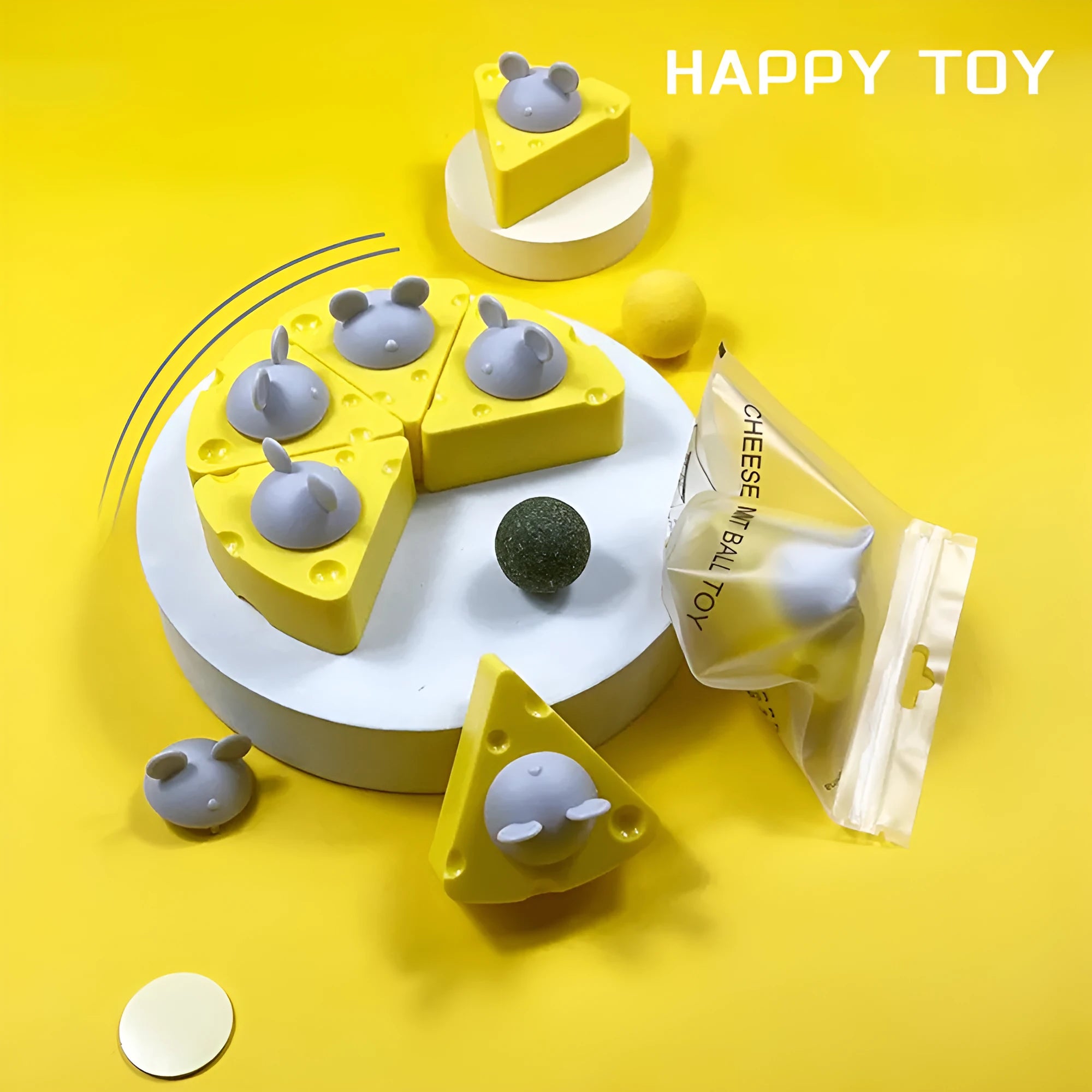 Yellow catnip toy balls with natural catnip and silvervine for cats