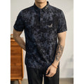 Men's short-sleeve tie-dye T-shirt in black, ice silk polyester, loose fit for summer