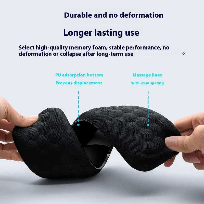 Memory foam mouse wrist pad with silicone anti-slip base in black cloth cover option