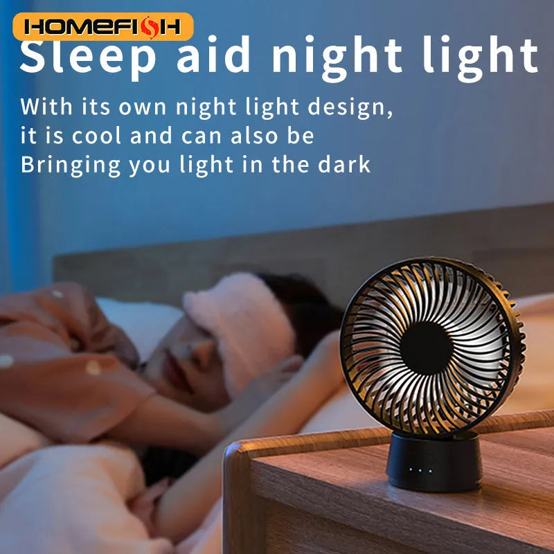 HOMEFISH F2 automatic shake head portable fan with LED light and removable mounting bracket