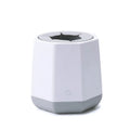 Baby smart electric milk shaker in white plastic and silicone, 110x110x110mm, with blue trim and USB cable