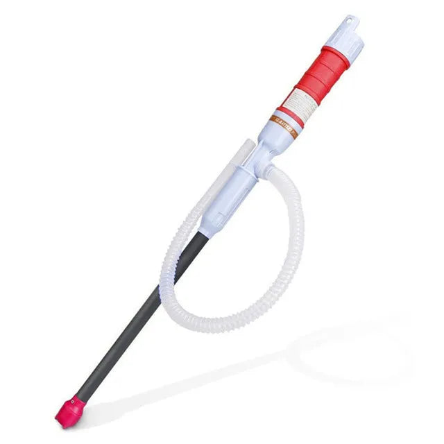Blue manual hand siphon pump for transferring fuel and oil