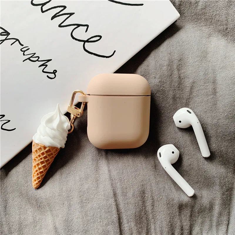 Colourful cylinder ice cream design silicone protective case for Apple AirPods 2 wireless charging case.