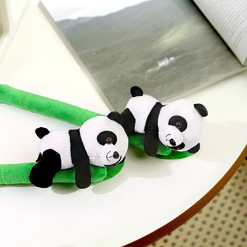 Bamboo panda plush doll ornament 34cm tall holding bamboo style