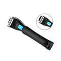 Battery powered back electric shaver with collapsible long handle in black