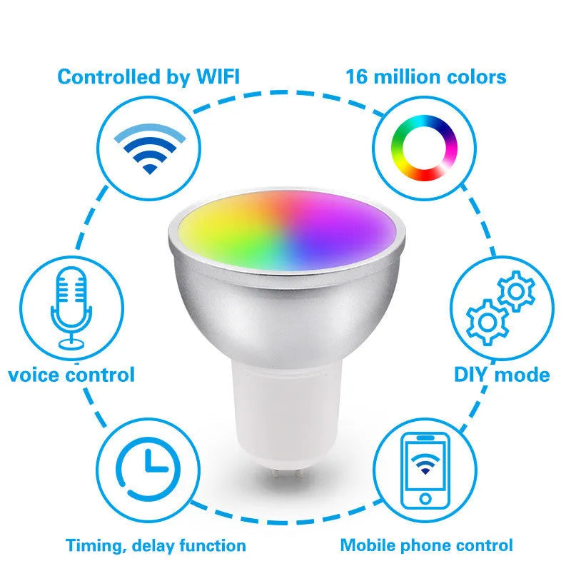 WIFI controlled RGBWC LED bulb 5W aluminium body 50x58mm IP65 dimmable smart home lighting