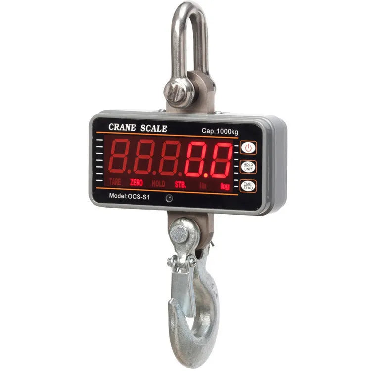 Orange electronic crane scale with digital display for 500 kg industrial weighing