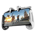 A multifunctional mobile game handle shown in black, blue, and white colour options.