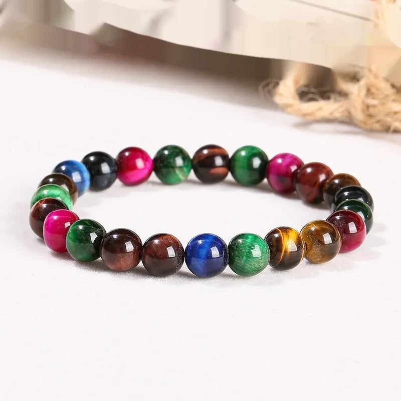 Colourful Tiger Eye gemstone beads in four sizes from 6mm to 12mm for bracelet making