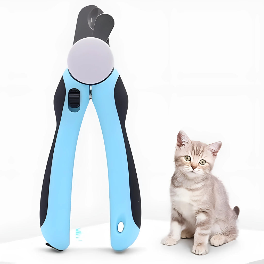 Blue heavy duty dog nail clippers with safety guard for large breeds and thick nails.