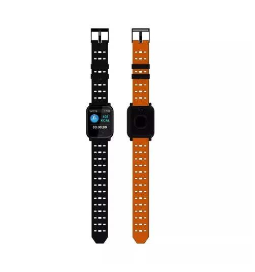 A6 smart bracelet with colour screen and black silicone strap showing fitness data.